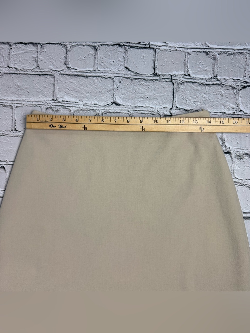 Vintage Y2K The Limited Khaki Cream Ruffle Hem Stretchy Mini Skirt Size 6 - Picture 5 of 8
